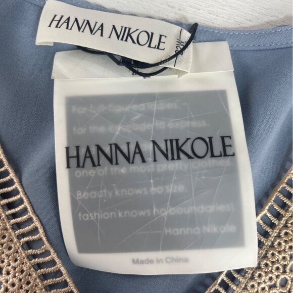 Hanna Nikole Tunic Top Womens Plus Size 22W Blue New Crochet Vneck - Picture 6 of 8